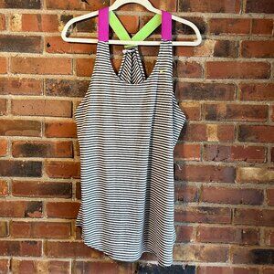 nike striped tank top with fuchsia straps